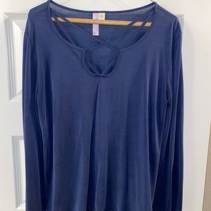 Navy crisscross long sleeve top